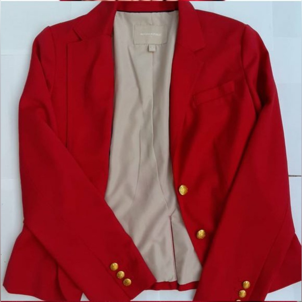 Banana Republic Red Blazer with Gold Buttons